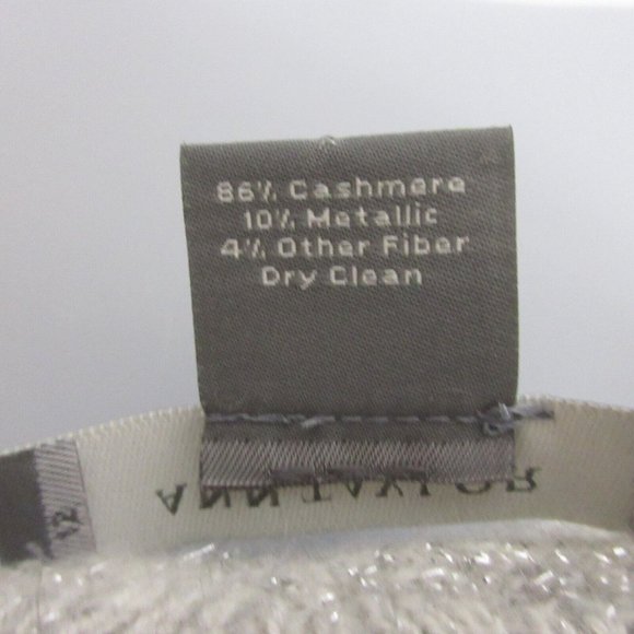 Ann Taylor Cashmere Sweater Sz Small Gray/Silver Metallic Scalloped Long Sleeve - Picture 5 of 6